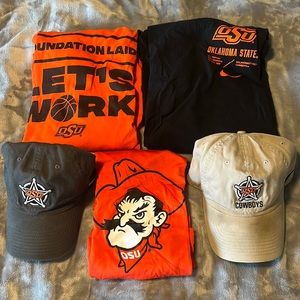 Oklahoma State Cowboys Merchandise lot of 5 - 3 short sleeve tees - 2 hats